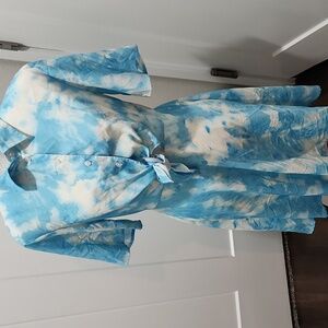 Thakoon Blue Tie Dye Shirt Dress RTR Size 6